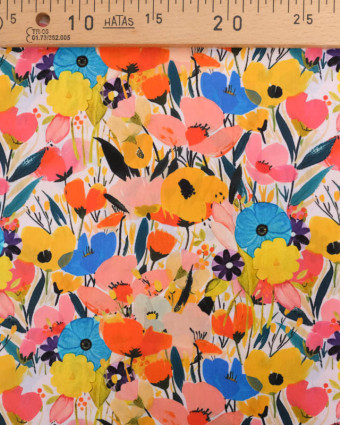 Popeline de Coton Big Flower Multicolore - Mercerine