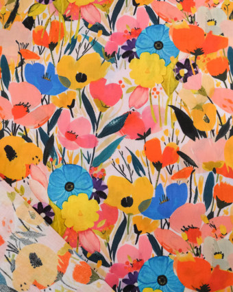 Popeline de Coton Big Flower Multicolore - Mercerine