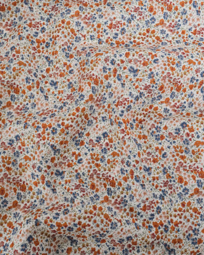 Tissu Liberty Fabrics@ Tana Lawn - Phoebe Orange et Bleu - Mercerine