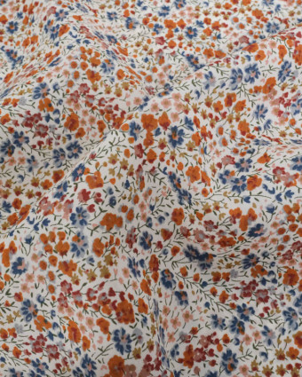 Tissu Liberty Fabrics@ Tana Lawn - Phoebe Orange et Bleu - Mercerine