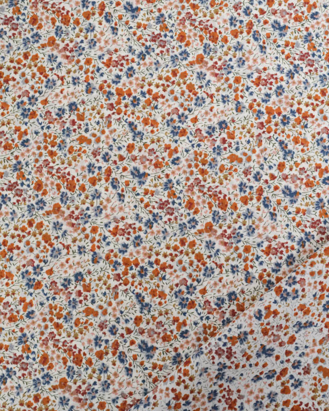 Tissu Liberty Fabrics@ Tana Lawn - Phoebe Orange et Bleu - Mercerine