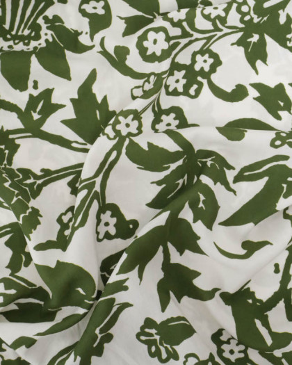 Popeline de Viscose Imprimée Namia Vert  - Mercerine