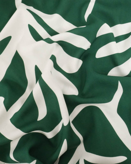 Popeline de Viscose Imprimée Tilly Vert Blanc - Mercerine