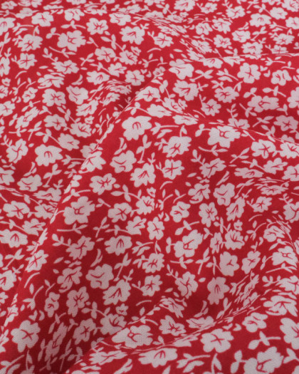 Popeline de Viscose Imprimée Tany Rouge - Mercerine
