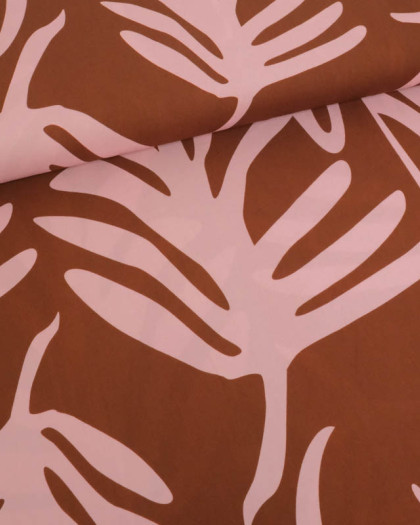 Popeline de Viscose Imprimée Tilly Cacao Rose - Mercerine
