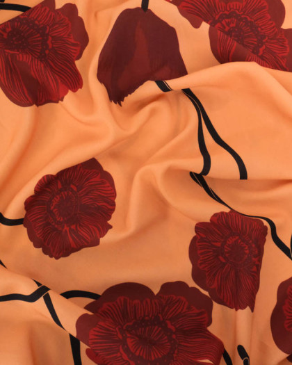 Popeline de Viscose Imprimée Tallia Bordeaux - Mercerine