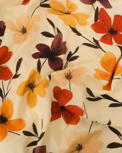Popeline de Viscose Imprimée Ella Tangerine - Mercerine