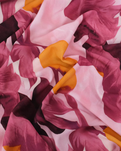 Popeline de Viscose Imprimée Orchidée Prune - Mercerine