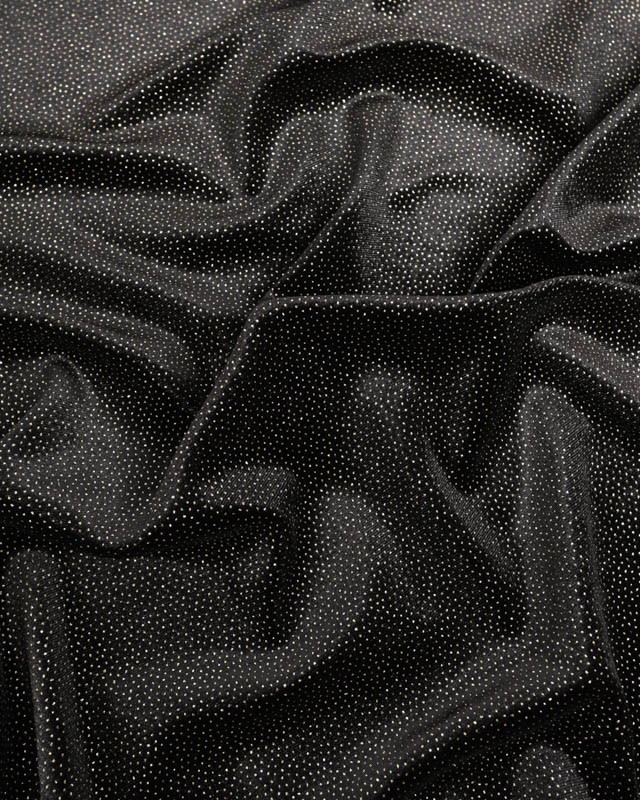 Tissu Velour Ras Stretch Noir Pailleté Or - Mercerine