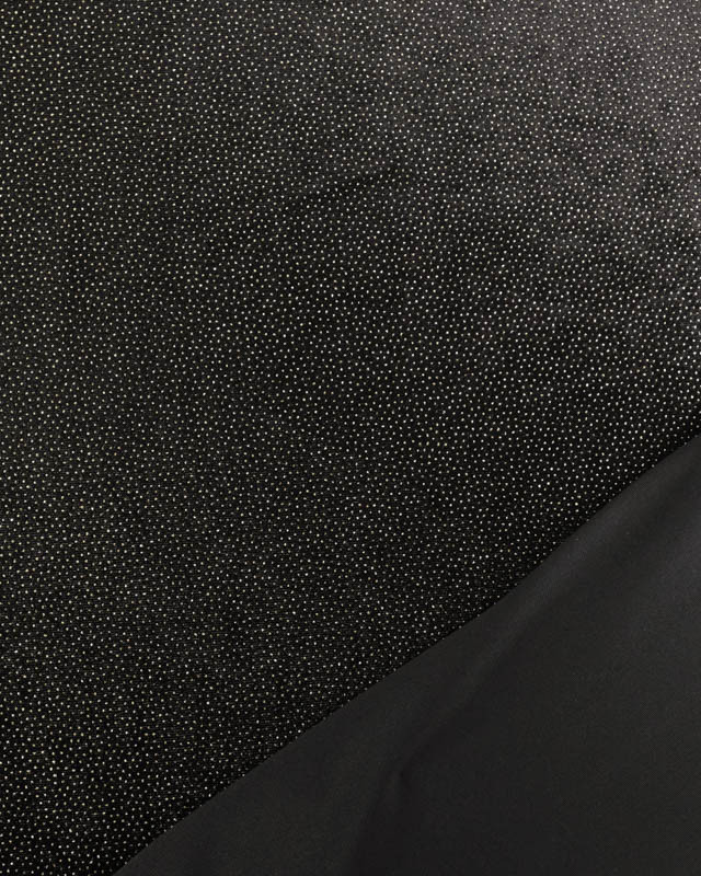 Tissu Velour Ras Stretch Noir Pailleté Or - Mercerine