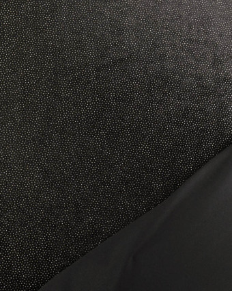 Tissu Velour Ras Stretch Noir Pailleté Or - Mercerine