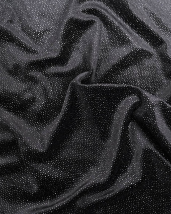 Tissu Velours Ras Stretch Noir Pailleté Argent  - Mercerine