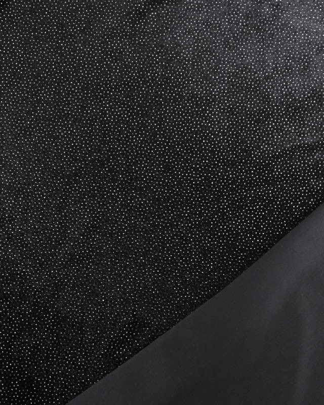 Tissu Velours Ras Stretch Noir Pailleté Argent  - Mercerine