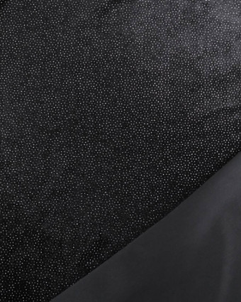 Tissu Velours Ras Stretch Noir Pailleté Argent  - Mercerine