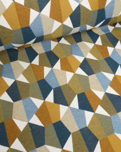 Tissu Jacquard Allover Mustang Bleu - Mercerine