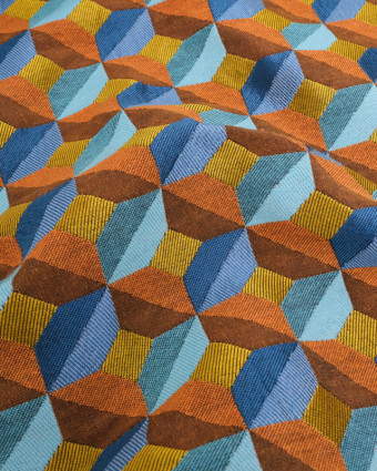Tissu Jacquard Allover Paola Orange - Mercerine