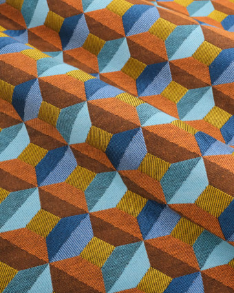 Tissu Jacquard Allover Paola Orange - Mercerine
