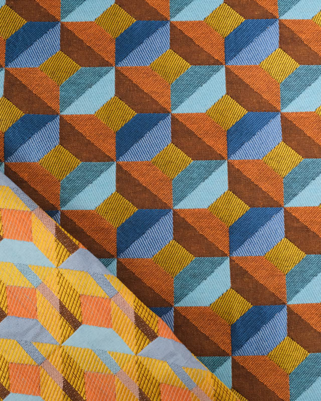 Tissu Jacquard Allover Paola Orange - Mercerine