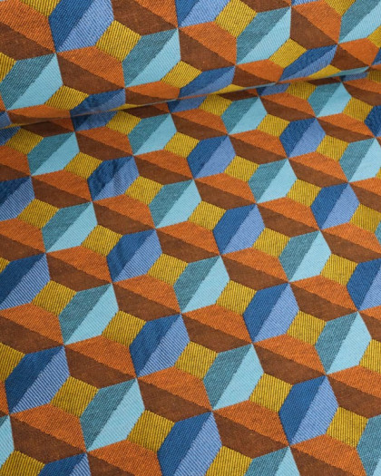 Tissu Jacquard Allover Paola Orange - Mercerine