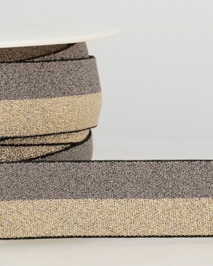 Elastique lurex bicolore gris et or - Mercerine