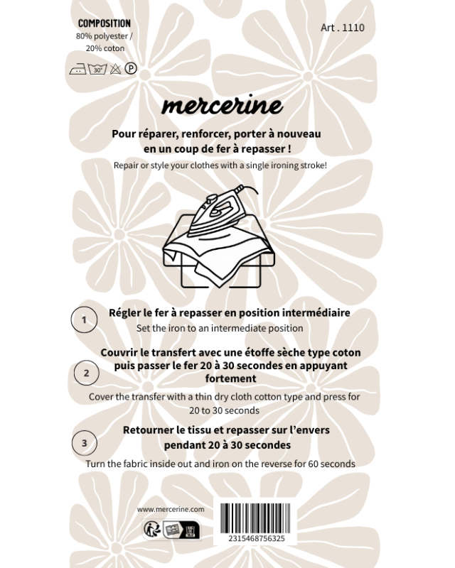 Renfort Thermocollant 11x 25cm - 10 Coloris - Mercerine