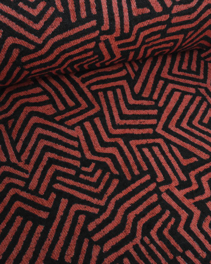 Tissu Jacquard Allover Mesopotanie Rouge - Mercerine