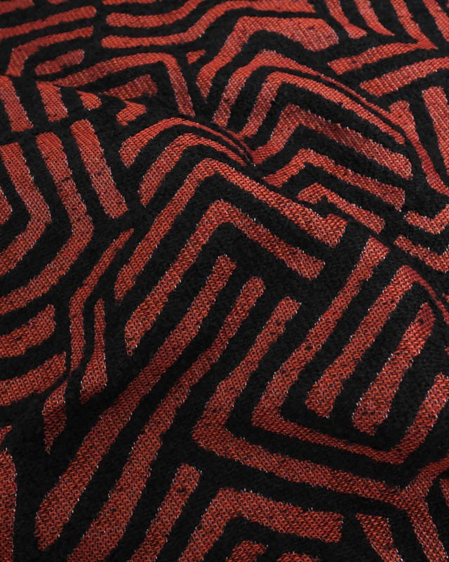 Tissu Jacquard Allover Mesopotanie Rouge - Mercerine