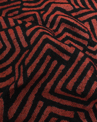 Tissu Jacquard Allover Mesopotanie Rouge - Mercerine