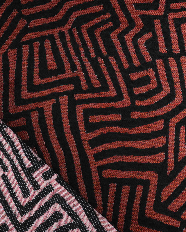 Tissu Jacquard Allover Mesopotanie Rouge - Mercerine