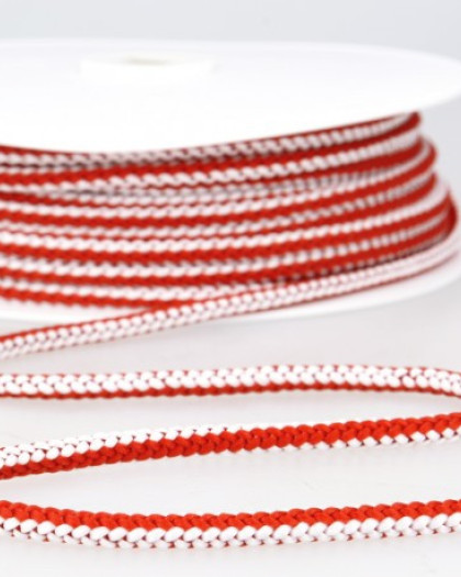 Cordon rouge et blanc 4,5mm