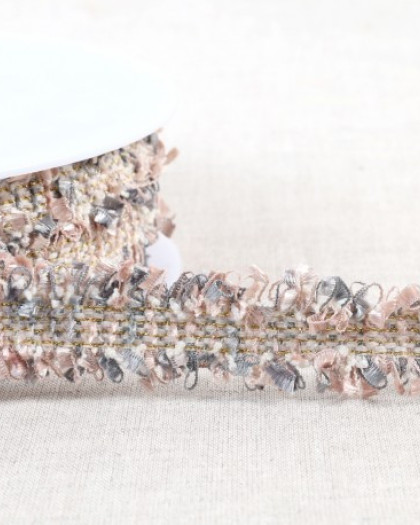 Galon Tweed Lurex - Vieux rose - 25mm