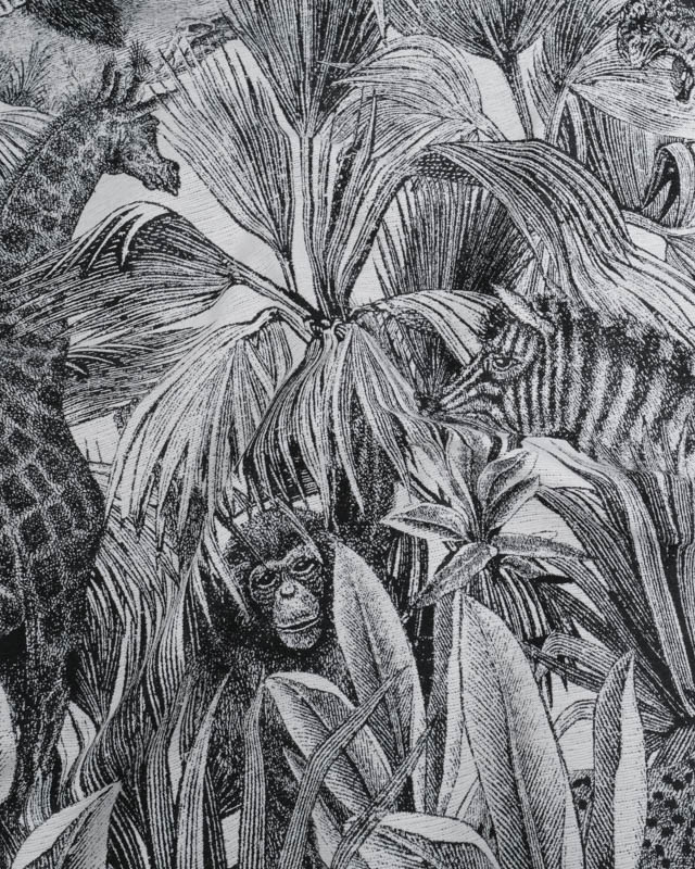 Tissu Jacquard Noir et Blanc Safari - Mercerine