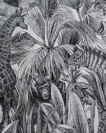 Tissu Jacquard Noir et Blanc Safari - Mercerine