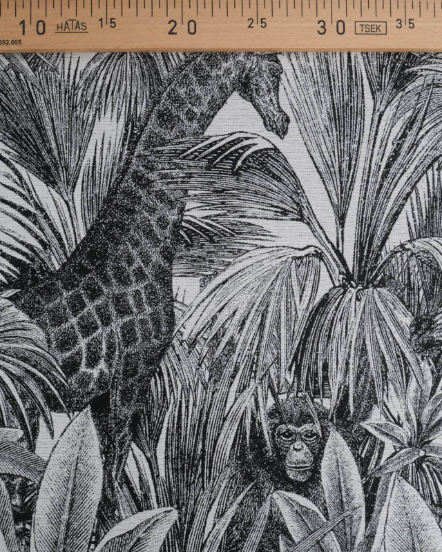 Tissu Jacquard Noir et Blanc Safari - Mercerine