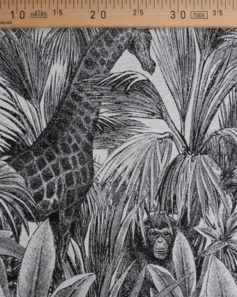 Tissu Jacquard Noir et Blanc Safari - Mercerine