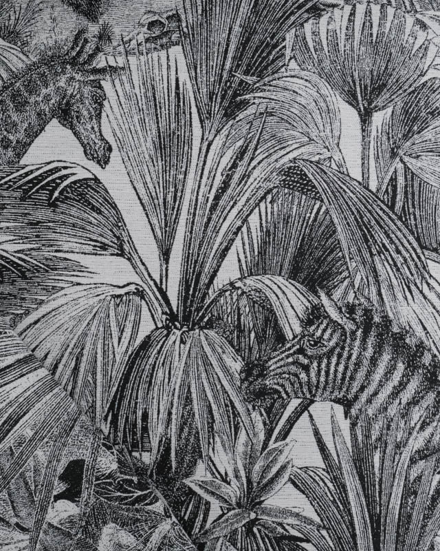 Tissu Jacquard Noir et Blanc Safari - Mercerine