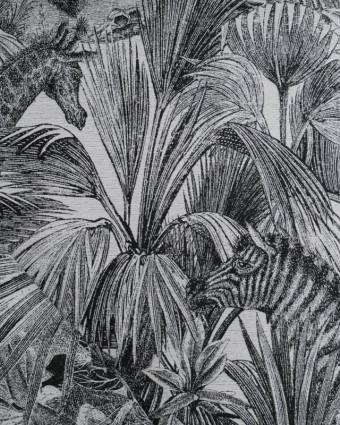 Tissu Jacquard Noir et Blanc Safari - Mercerine