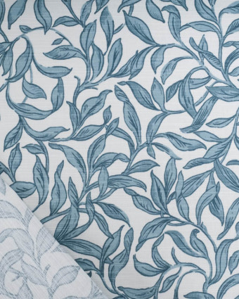 Toile de Coton Motif Feuillage Bleu - Mercerine