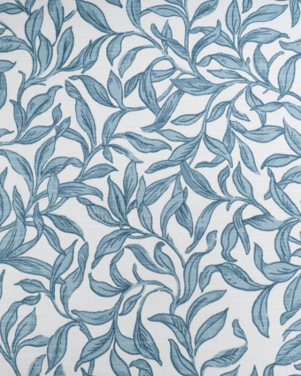 Toile de Coton Motif Feuillage Bleu - Mercerine