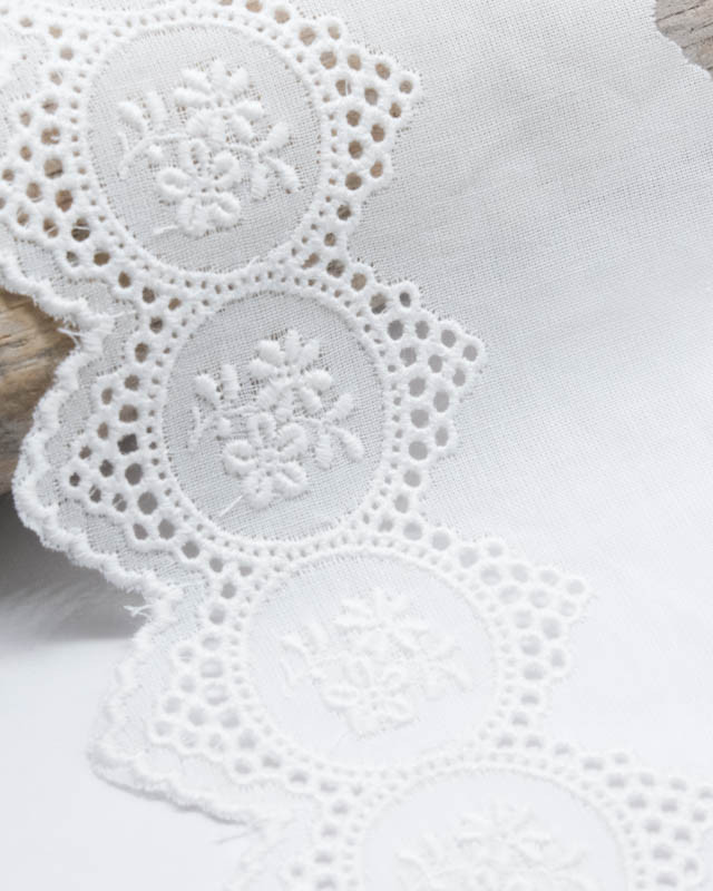 Ruban broderie anglaise blanche 90mm - Mercerine
