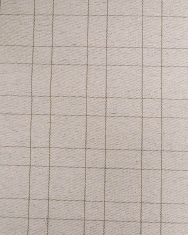 Tissu à Carreaux Grande Largeur Lin et Taupe - Mercerine