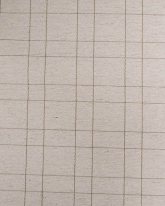 Tissu à Carreaux Grande Largeur Lin et Taupe - Mercerine