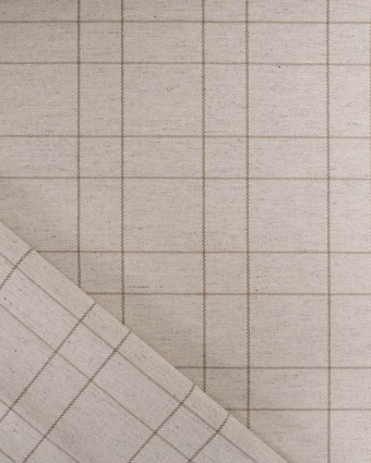Tissu à Carreaux Grande Largeur Lin et Taupe - Mercerine