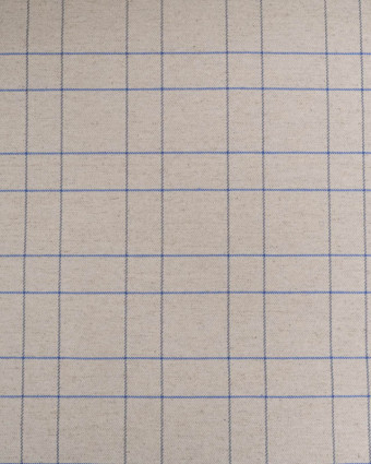 Tissu à Carreaux Grande Largeur Lin et Bleu Royal - Mercerine