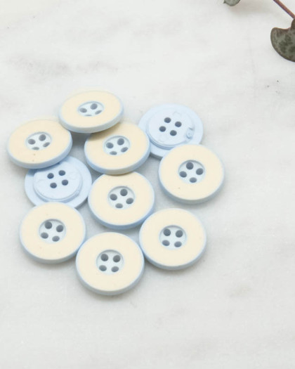 Bouton fantaisie disque coloré beige 4 trous 12mm - Mercerine
