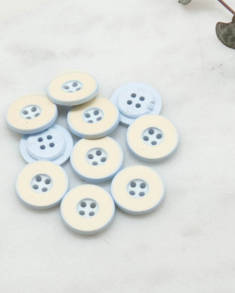 Bouton fantaisie disque coloré beige 4 trous 12mm - Mercerine