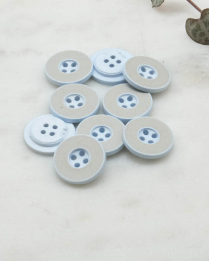 Bouton fantaisie disque coloré gris 4 trous 12mm - Mercerine