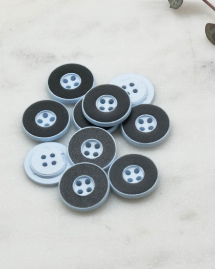 Bouton fantaisie disque coloré noir 4 trous 12mm - Mercerine