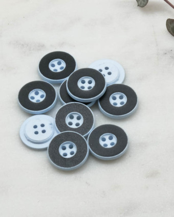 Bouton fantaisie disque coloré noir 4 trous 12mm - Mercerine