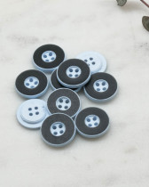 Bouton fantaisie disque coloré noir 4 trous 12mm
